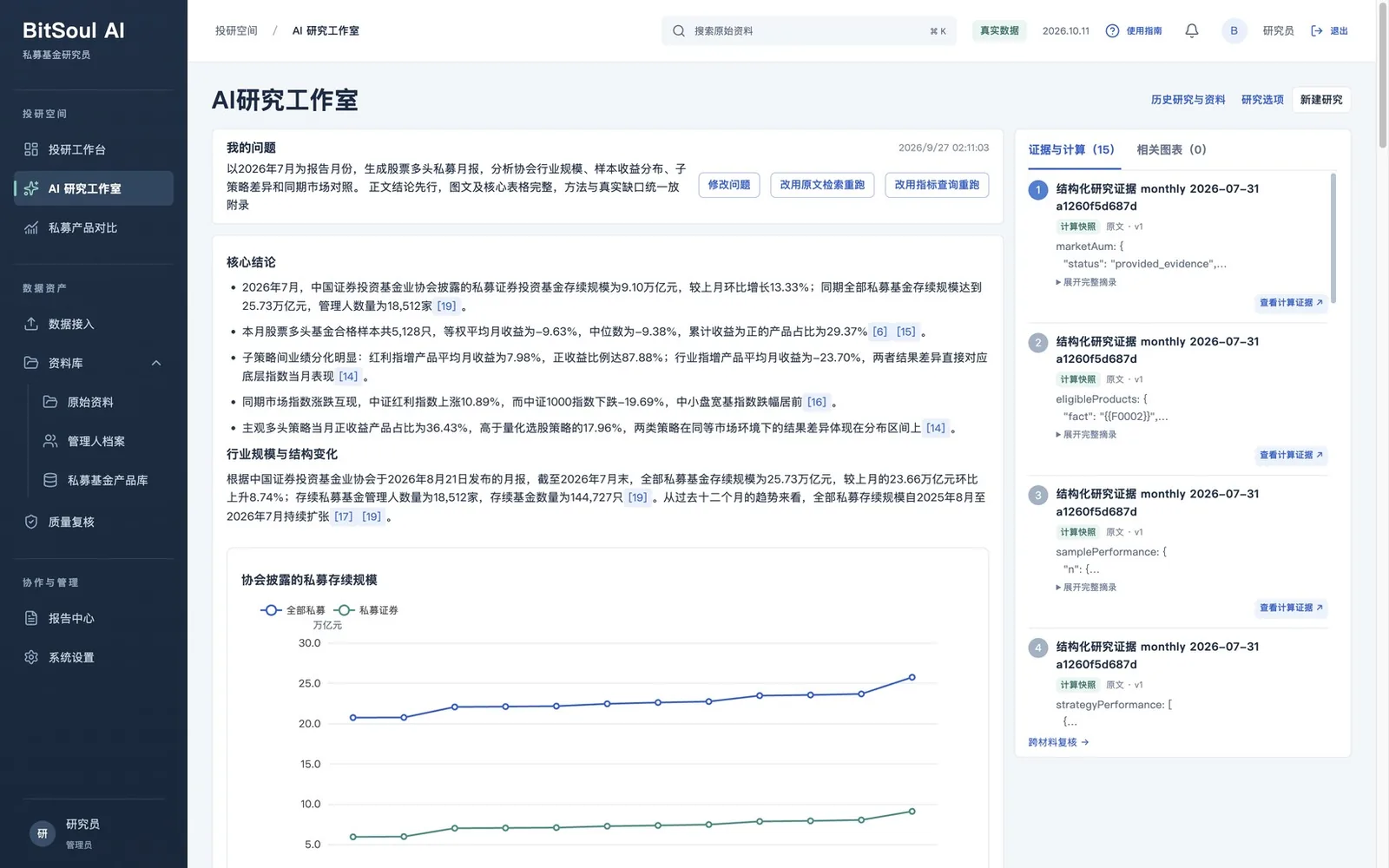 AI 研究工作室 · 结论、图表与证据同屏
